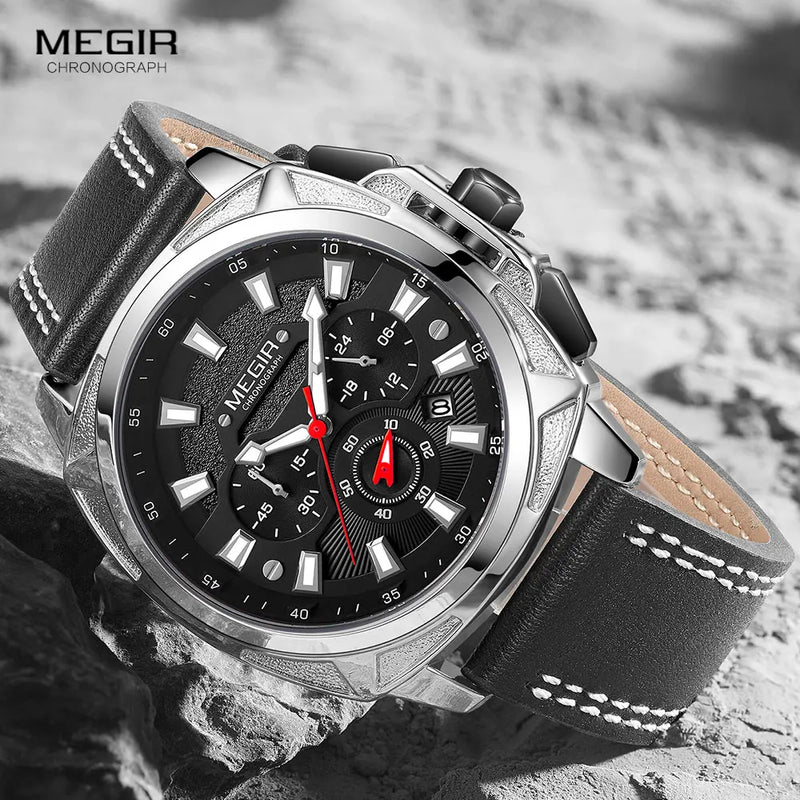 Relógio Masculino Megir Minimalista Pulseira de Couro