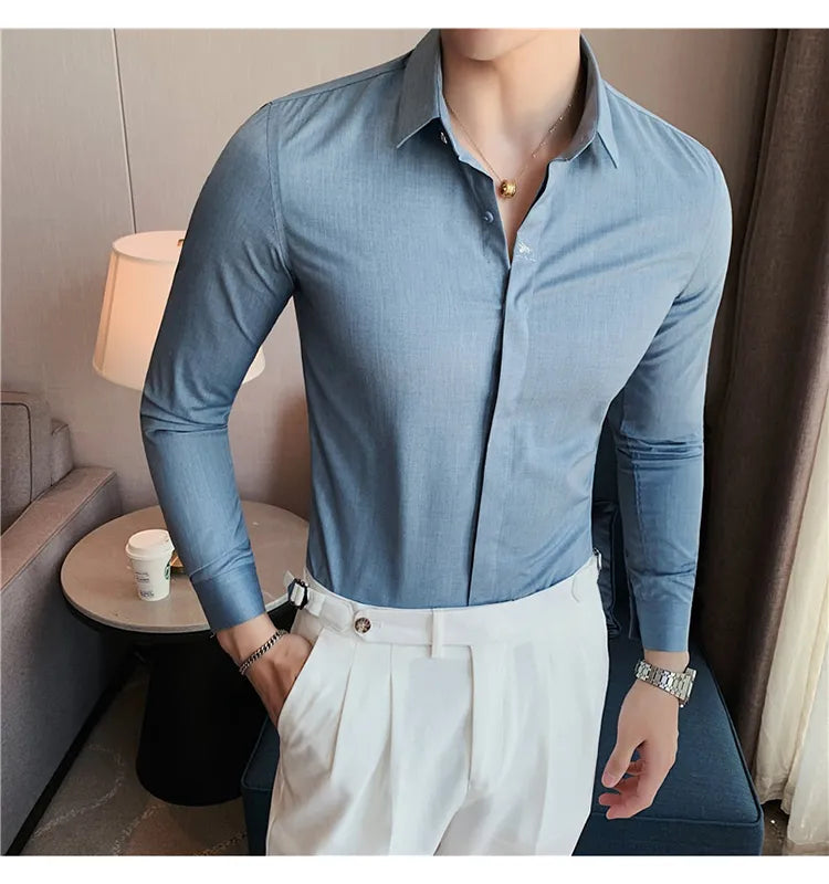 Camisa Social Slim Fit Masculina - Essencial Estilo EE033